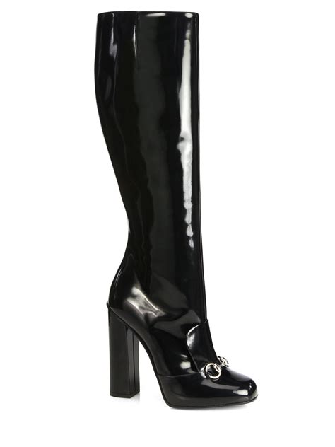 gucci black leather boots female australia|high heel gucci boots.